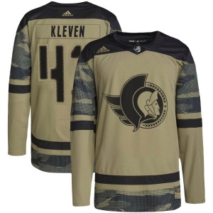 Youth Ottawa Senators Tyler Kleven Adidas Authentic Military Appreciation Practice Jersey - Camo