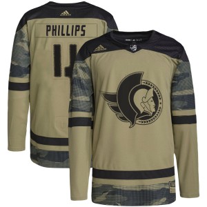 Youth Ottawa Senators Chris Phillips Adidas Authentic Military Appreciation Practice Jersey - Camo