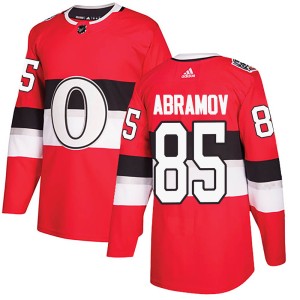 Men's Ottawa Senators Vitaly Abramov Adidas Authentic 2017 100 Classic Jersey - Red