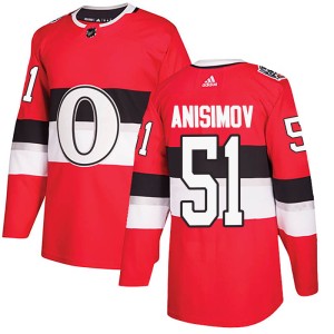 Men's Ottawa Senators Artem Anisimov Adidas Authentic 2017 100 Classic Jersey - Red