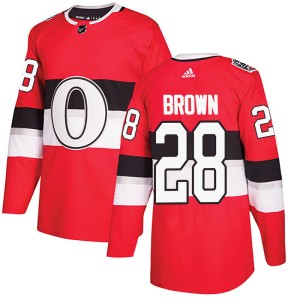 Men's Ottawa Senators Connor Brown Adidas Authentic 2017 100 Classic Jersey - Red