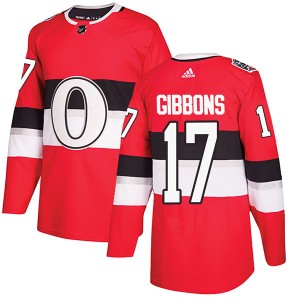 Men's Ottawa Senators Brian Gibbons Adidas Authentic 2017 100 Classic Jersey - Red