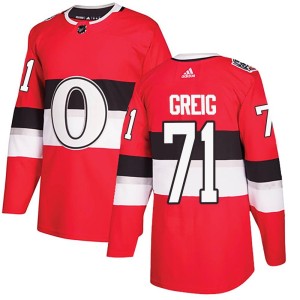 Men's Ottawa Senators Ridly Greig Adidas Authentic 2017 100 Classic Jersey - Red