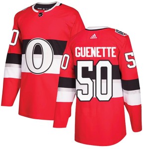 Men's Ottawa Senators Maxence Guenette Adidas Authentic 2017 100 Classic Jersey - Red