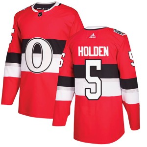 Men's Ottawa Senators Nick Holden Adidas Authentic 2017 100 Classic Jersey - Red