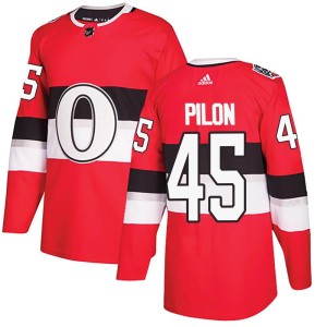 Men's Ottawa Senators Garrett Pilon Adidas Authentic 2017 100 Classic Jersey - Red