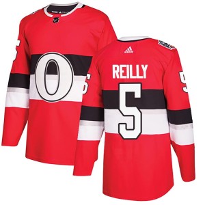 Men's Ottawa Senators Mike Reilly Adidas Authentic 2017 100 Classic Jersey - Red