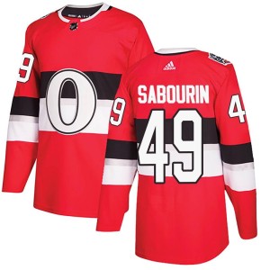 Men's Ottawa Senators Scott Sabourin Adidas Authentic 2017 100 Classic Jersey - Red