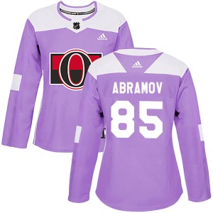 Women's Ottawa Senators Vitaly Abramov Adidas Authentic Fights Cancer Practice Jersey - Purple