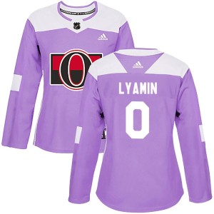 Women's Ottawa Senators Kirill Lyamin Adidas Authentic Fights Cancer Practice Jersey - Purple