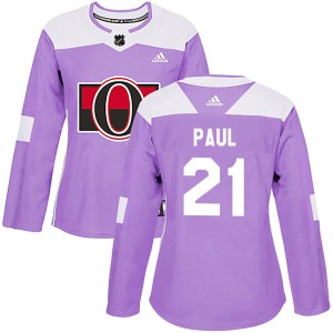 Women's Ottawa Senators Nick Paul Adidas Authentic Fights Cancer Practice Jersey - Purple