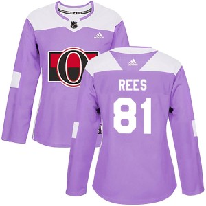 Women's Ottawa Senators Jamieson Rees Adidas Authentic Fights Cancer Practice Jersey - Purple