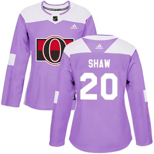 Women's Ottawa Senators Logan Shaw Adidas Authentic Fights Cancer Practice Jersey - Purple