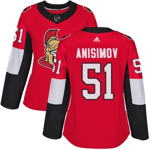 Women's Ottawa Senators Artem Anisimov Adidas Authentic Home Jersey - Red
