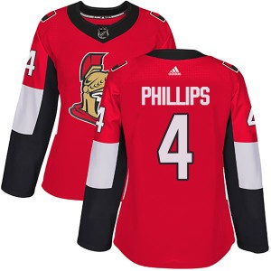 Women's Ottawa Senators Chris Phillips Adidas Authentic Home Jersey - Red