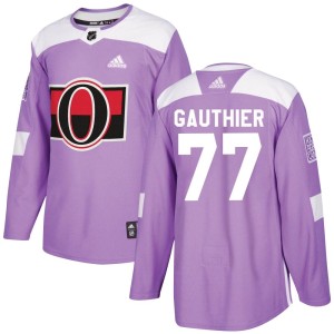 Youth Ottawa Senators Julien Gauthier Adidas Authentic Fights Cancer Practice Jersey - Purple