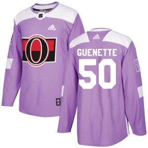 Youth Ottawa Senators Maxence Guenette Adidas Authentic Fights Cancer Practice Jersey - Purple