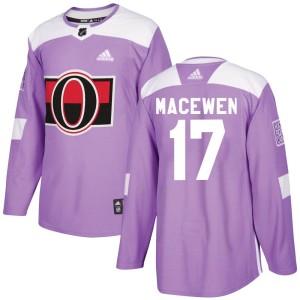 Youth Ottawa Senators Zack MacEwen Adidas Authentic Fights Cancer Practice Jersey - Purple