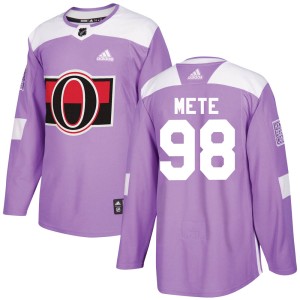 Youth Ottawa Senators Victor Mete Adidas Authentic Fights Cancer Practice Jersey - Purple