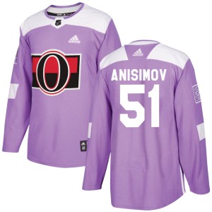 Men's Ottawa Senators Artem Anisimov Adidas Authentic Fights Cancer Practice Jersey - Purple