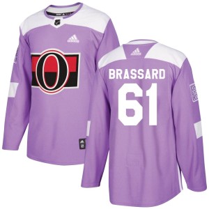 Men's Ottawa Senators Derick Brassard Adidas Authentic Fights Cancer Practice Jersey - Purple