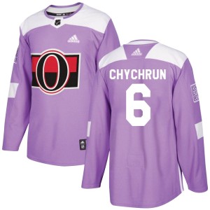Men's Ottawa Senators Jakob Chychrun Adidas Authentic Fights Cancer Practice Jersey - Purple