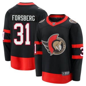 Men's Ottawa Senators Anton Forsberg Fanatics Branded Premier Breakaway 2020/21 Home Jersey - Black