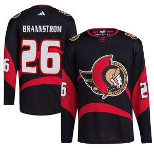 Men's Ottawa Senators Erik Brannstrom Adidas Authentic Reverse Retro 2.0 Jersey - Black
