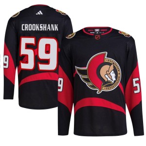 Men's Ottawa Senators Angus Crookshank Adidas Authentic Reverse Retro 2.0 Jersey - Black