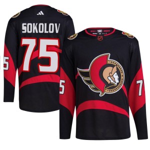 Men's Ottawa Senators Egor Sokolov Adidas Authentic Reverse Retro 2.0 Jersey - Black