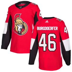 Youth Ottawa Senators Erik Burgdoerfer Adidas Authentic Home Jersey - Red
