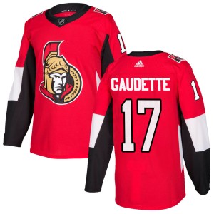 Youth Ottawa Senators Adam Gaudette Adidas Authentic Home Jersey - Red