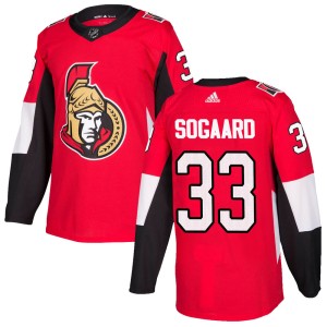 Youth Ottawa Senators Mads Sogaard Adidas Authentic Home Jersey - Red