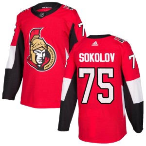 Youth Ottawa Senators Egor Sokolov Adidas Authentic Home Jersey - Red