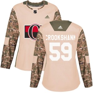 Women's Ottawa Senators Angus Crookshank Adidas Authentic Veterans Day Practice Jersey - Camo
