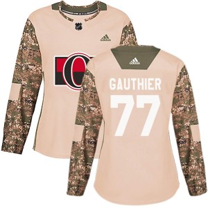 Women's Ottawa Senators Julien Gauthier Adidas Authentic Veterans Day Practice Jersey - Camo