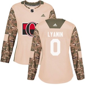 Women's Ottawa Senators Kirill Lyamin Adidas Authentic Veterans Day Practice Jersey - Camo
