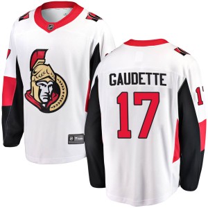 Youth Ottawa Senators Adam Gaudette Fanatics Branded Breakaway Away Jersey - White