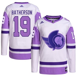 Men's Ottawa Senators Drake Batherson Adidas Authentic Hockey Fights Cancer Primegreen Jersey - White/Purple