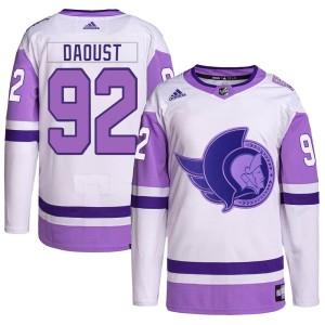 Men's Ottawa Senators Philippe Daoust Adidas Authentic Hockey Fights Cancer Primegreen Jersey - White/Purple