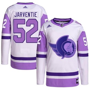 Men's Ottawa Senators Roby Jarventie Adidas Authentic Hockey Fights Cancer Primegreen Jersey - White/Purple