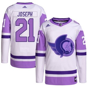 Men's Ottawa Senators Mathieu Joseph Adidas Authentic Hockey Fights Cancer Primegreen Jersey - White/Purple