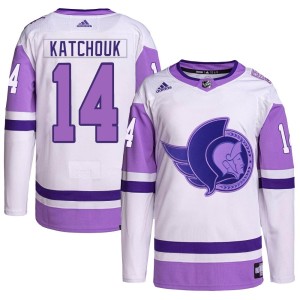 Men's Ottawa Senators Boris Katchouk Adidas Authentic Hockey Fights Cancer Primegreen Jersey - White/Purple