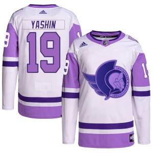 Men's Ottawa Senators Alexei Yashin Adidas Authentic Hockey Fights Cancer Primegreen Jersey - White/Purple