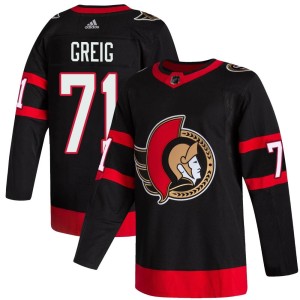 Youth Ottawa Senators Ridly Greig Adidas Authentic 2020/21 Home Jersey - Black