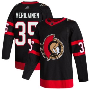 Youth Ottawa Senators Leevi Merilainen Adidas Authentic 2020/21 Home Jersey - Black
