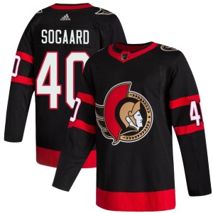Youth Ottawa Senators Mads Sogaard Adidas Authentic 2020/21 Home Jersey - Black