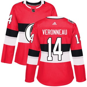 Women's Ottawa Senators Max Veronneau Adidas Authentic 2017 100 Classic Jersey - Red