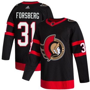 Men's Ottawa Senators Anton Forsberg Adidas Authentic 2020/21 Home Jersey - Black