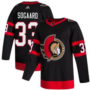 Men's Ottawa Senators Mads Sogaard Adidas Authentic 2020/21 Home Jersey - Black